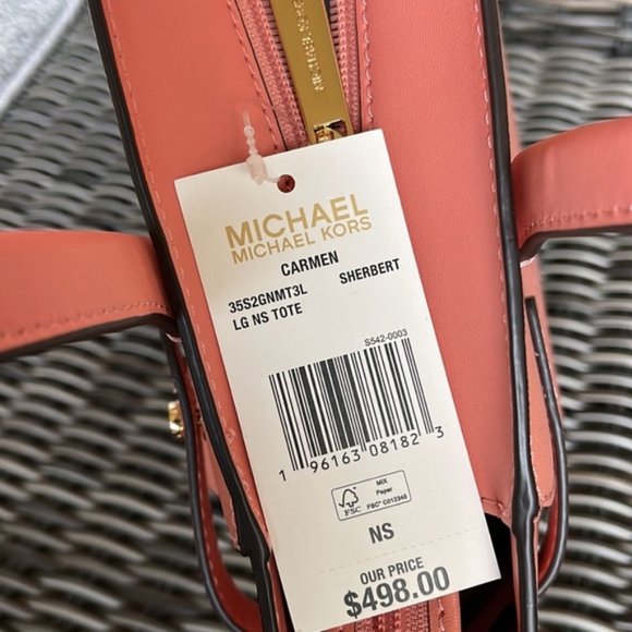 Michael Kors Carmen Large Leather NS Tote Sherbert - Picture 14 of 16